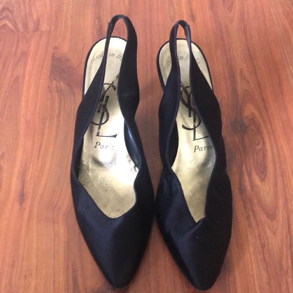 Yves Saint Laurent Black Slingback Heels